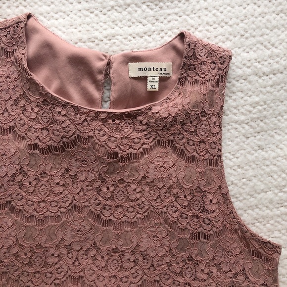 Lace mauve sleeveless crop top - Picture 4 of 8